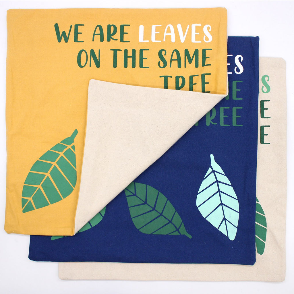 Set of 3 Cotton Cushion Covers – “We Are Leaves” Design