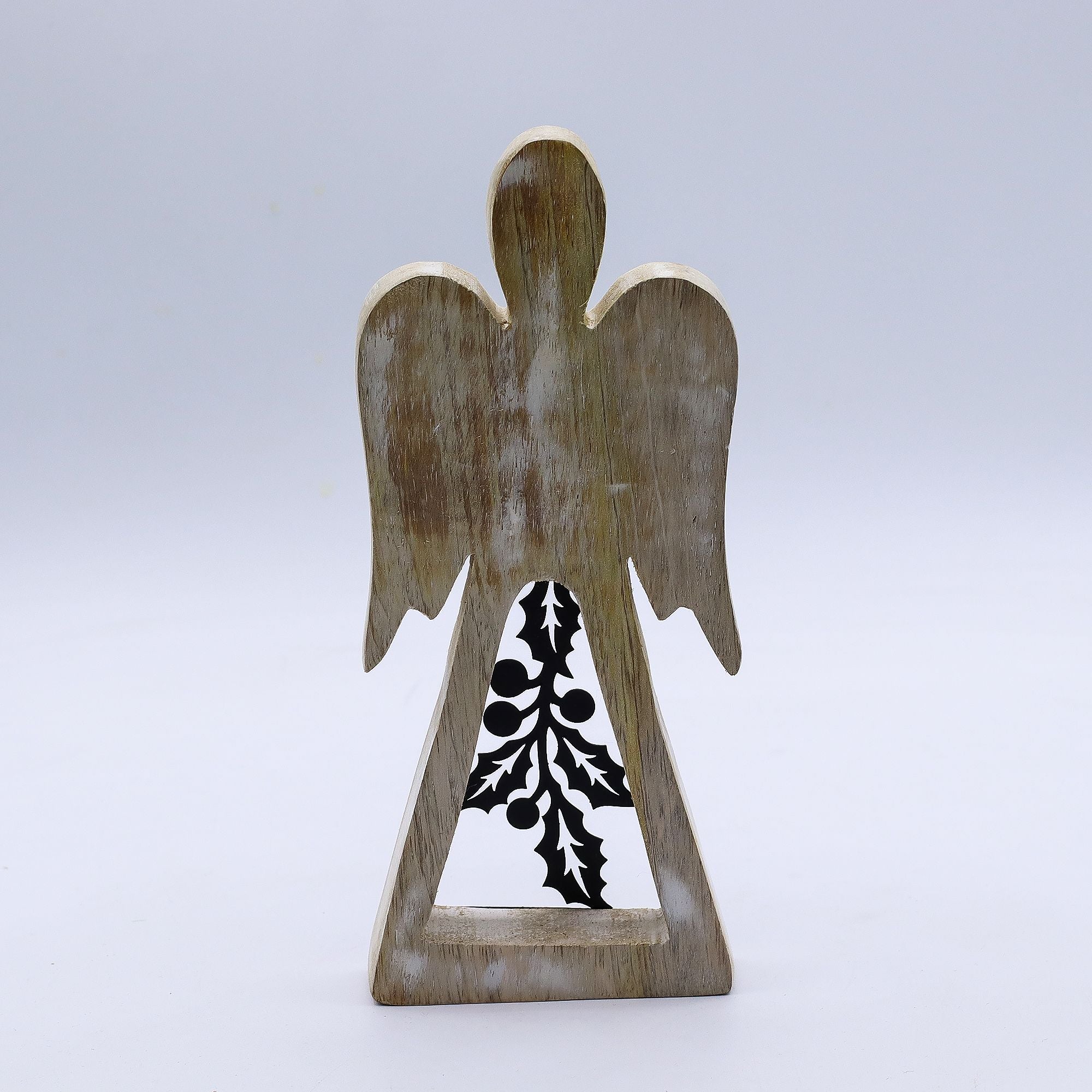 Mango Wood Angel - Whitewash with Iron Decor Cut Out 18cm