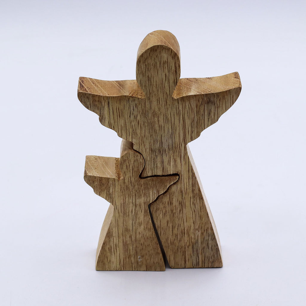 Mango Wood Angel - White Enamel 15cm