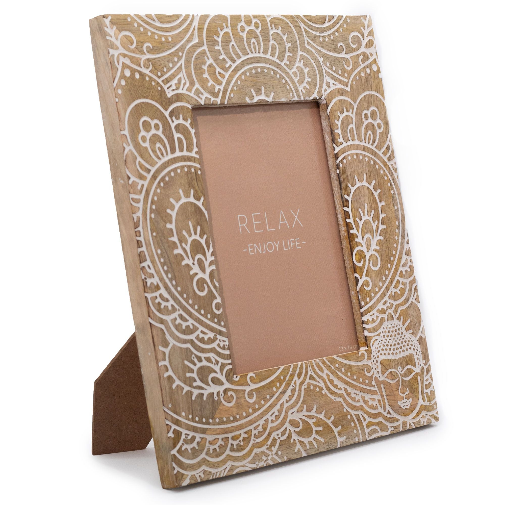 Buddha White - Large Mango Wood Picture Frame