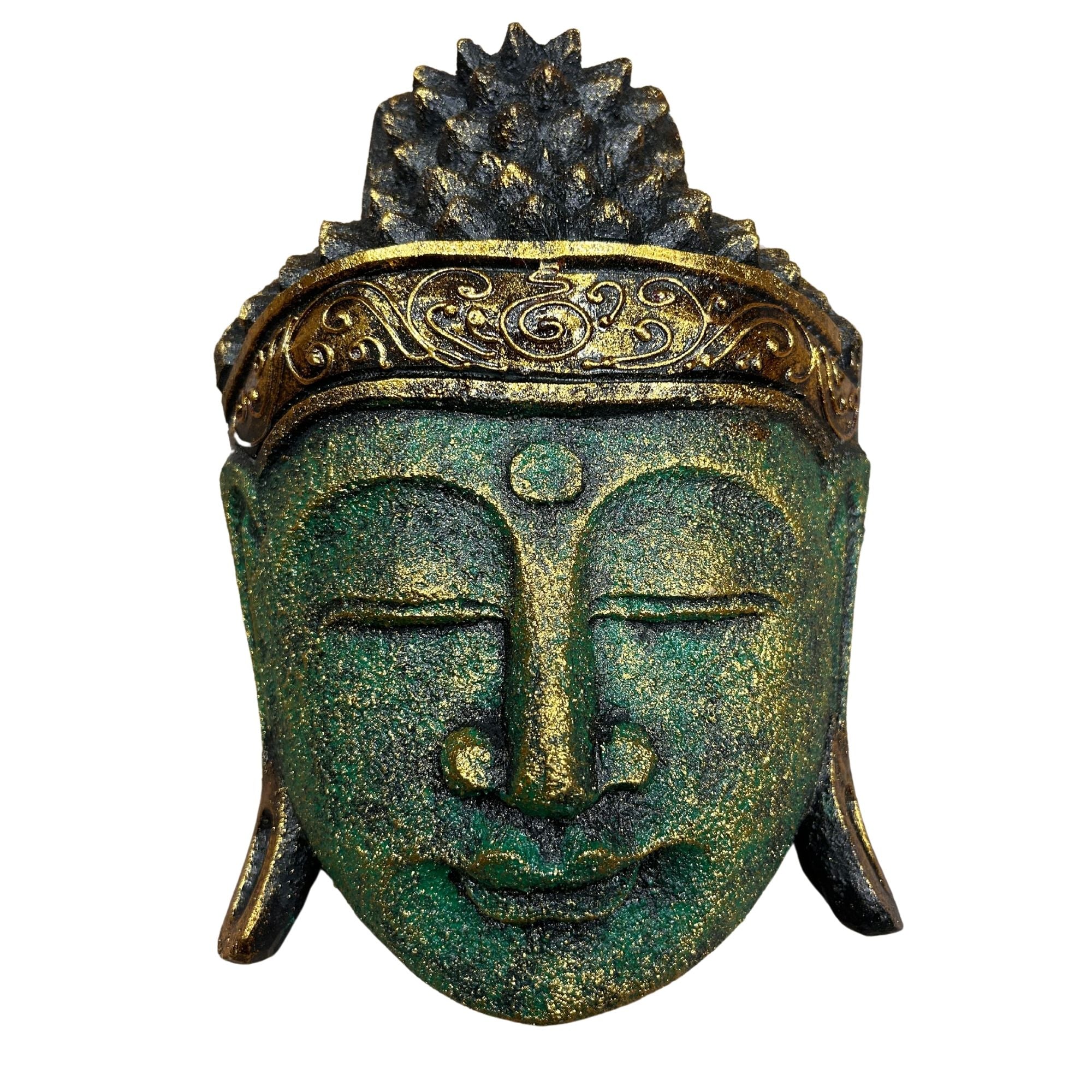 Buddha Head - 25cm - Green Shine Finish