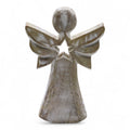 Mango Wood Angel - Whitewash with Star Cut Out 18cm