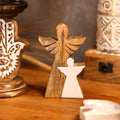 Mango Wood Angel - White Enamel 15cm
