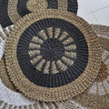 Round Seagrass Black & Tan Rug - Inner Sun