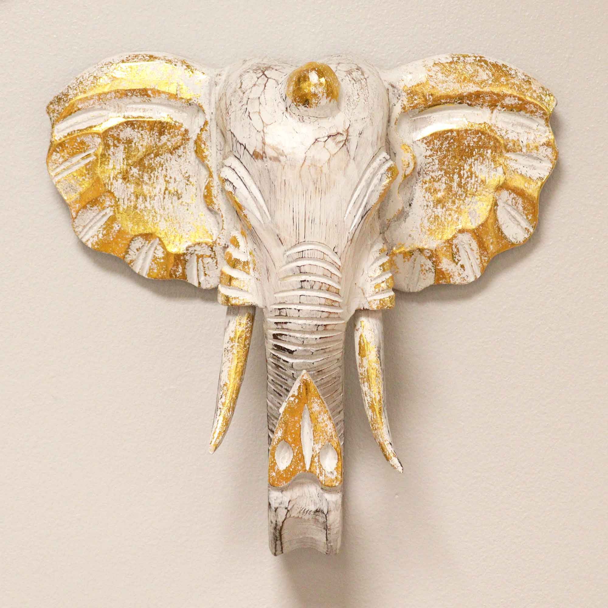 Elephant Head - Gold & Whitewash - Large