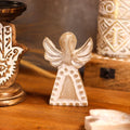 Mango Wood Angel - Whitewash 13cm