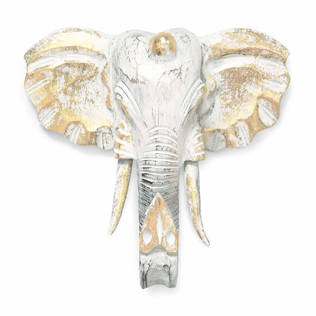 Elephant Head - Gold & Whitewash - Large