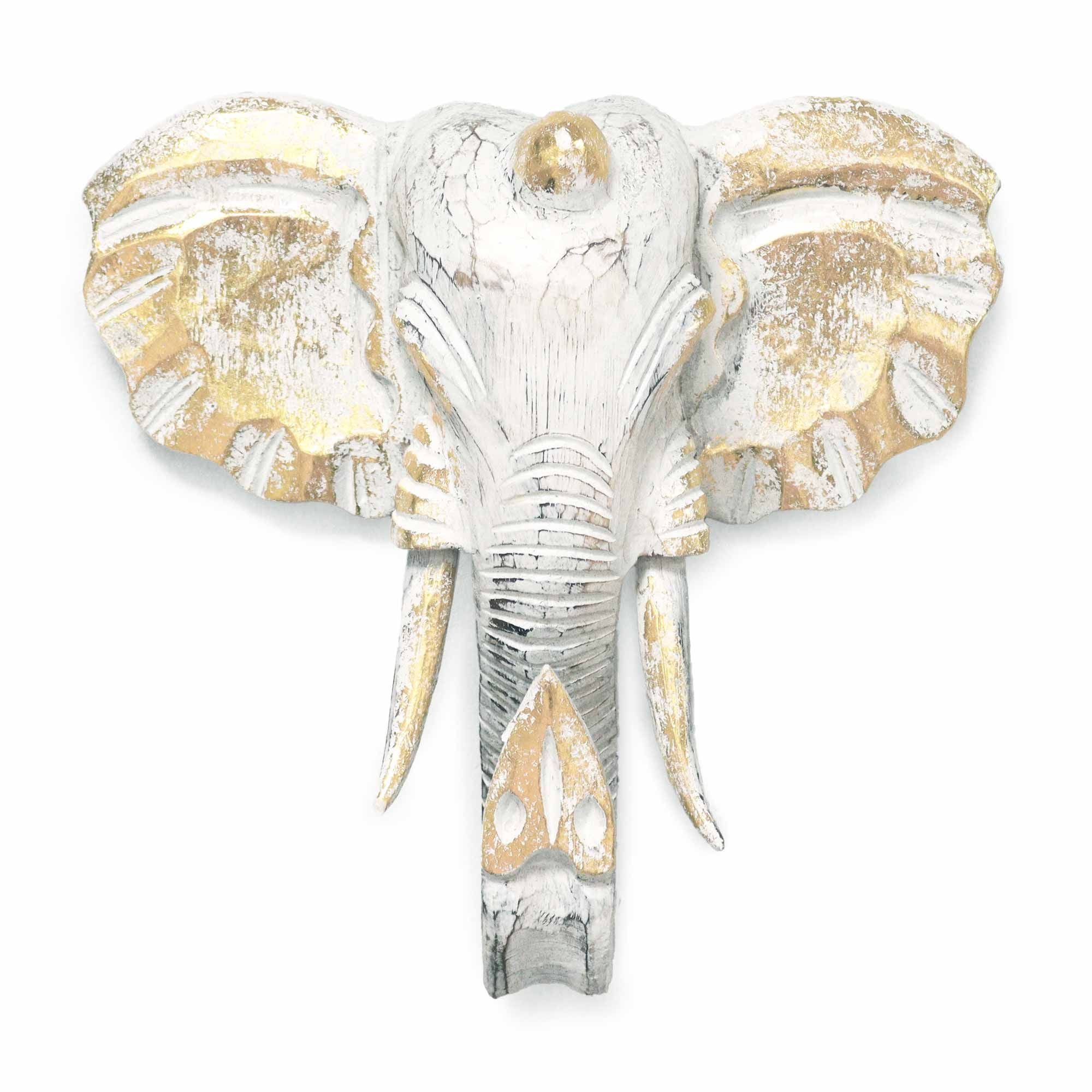 Elephant Head - Gold & Whitewash - Large