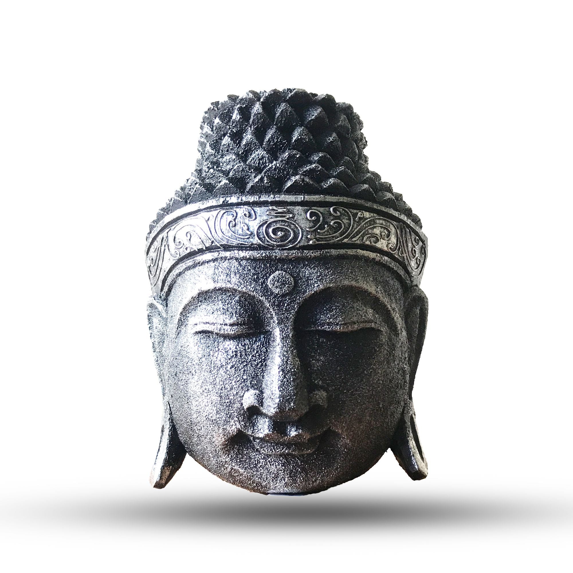 Buddha Head - 25cm - Silver Shine Finish