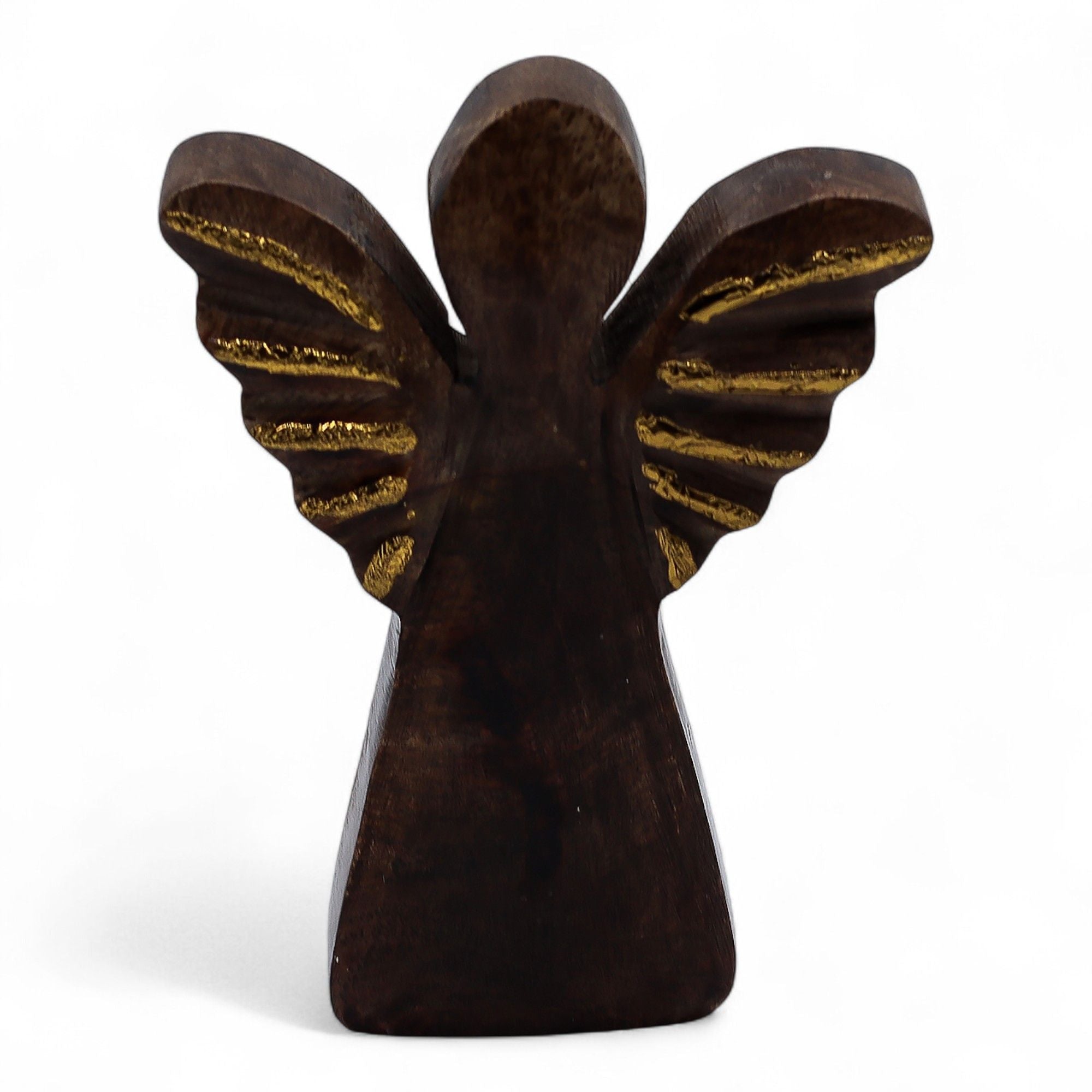 Small Mango Wood Angel - Gold Decor 12cm
