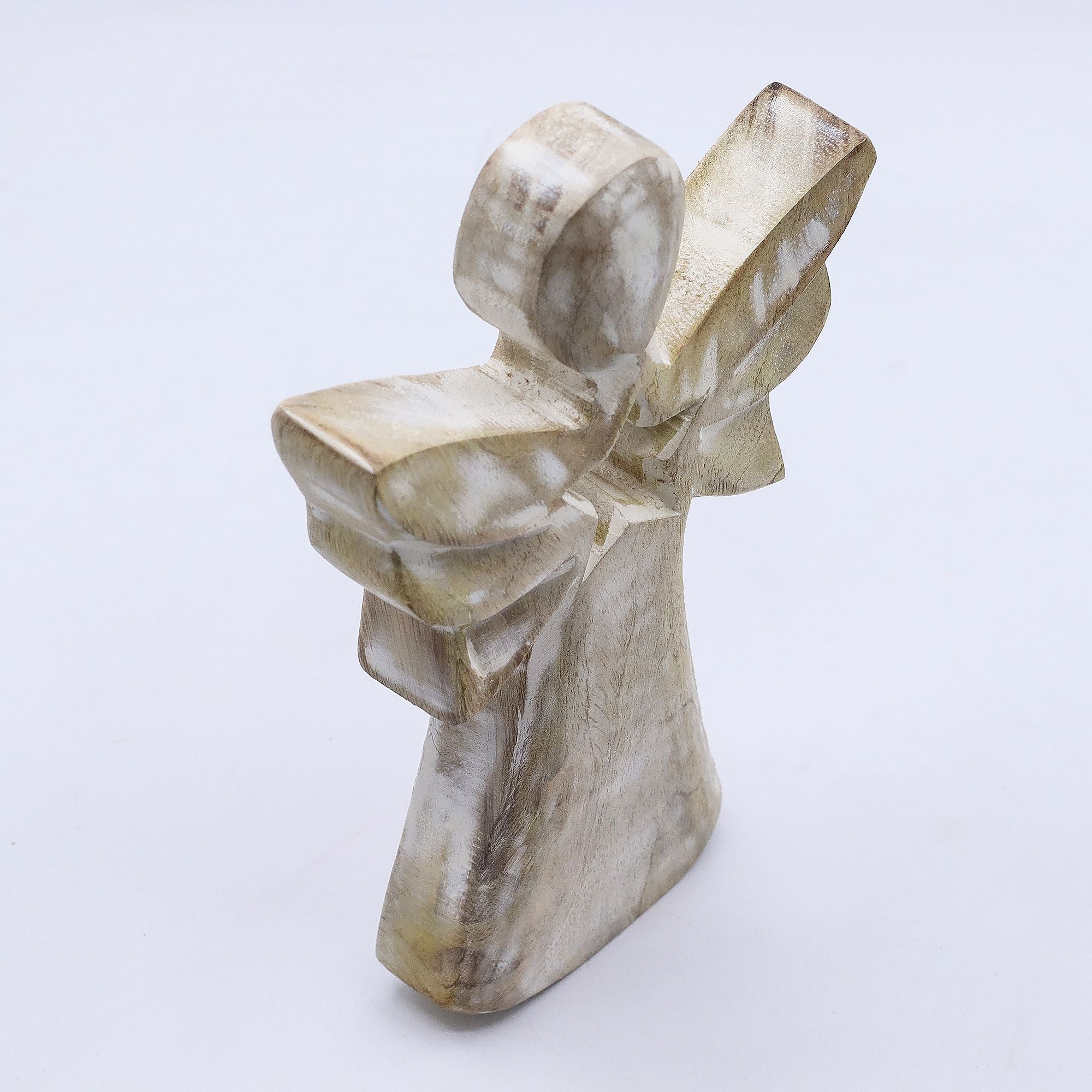 Mango Wood Angel - Whitewash with Star Cut Out 18cm