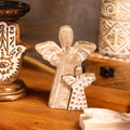 Mango Wood Angel - Whitewash 15cm