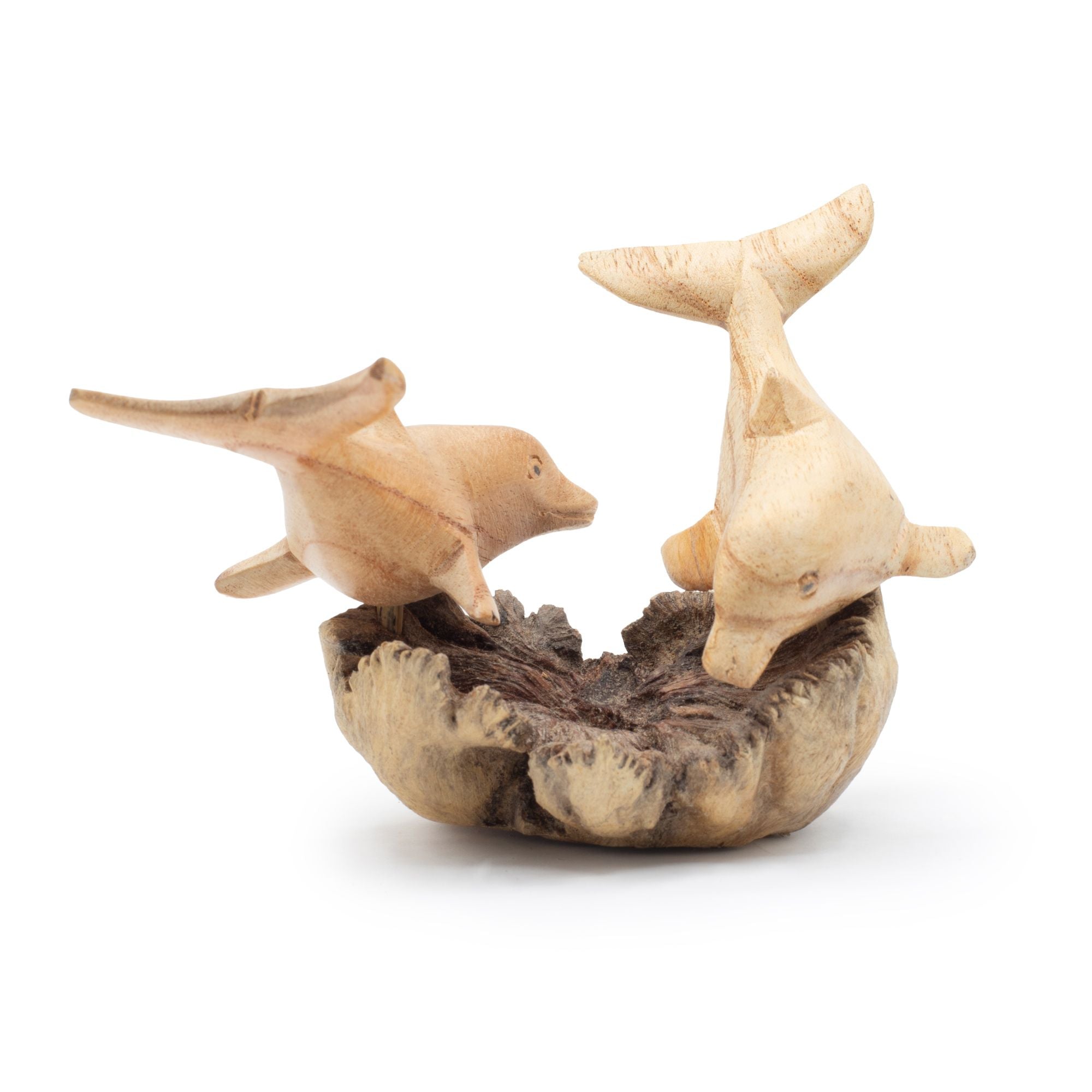 Dolphins in Play - Parasite Wood Art Carving