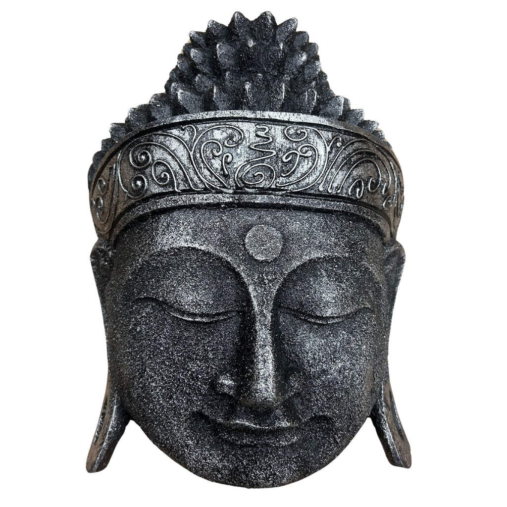 Buddha Head - 25cm - Silver Shine Finish