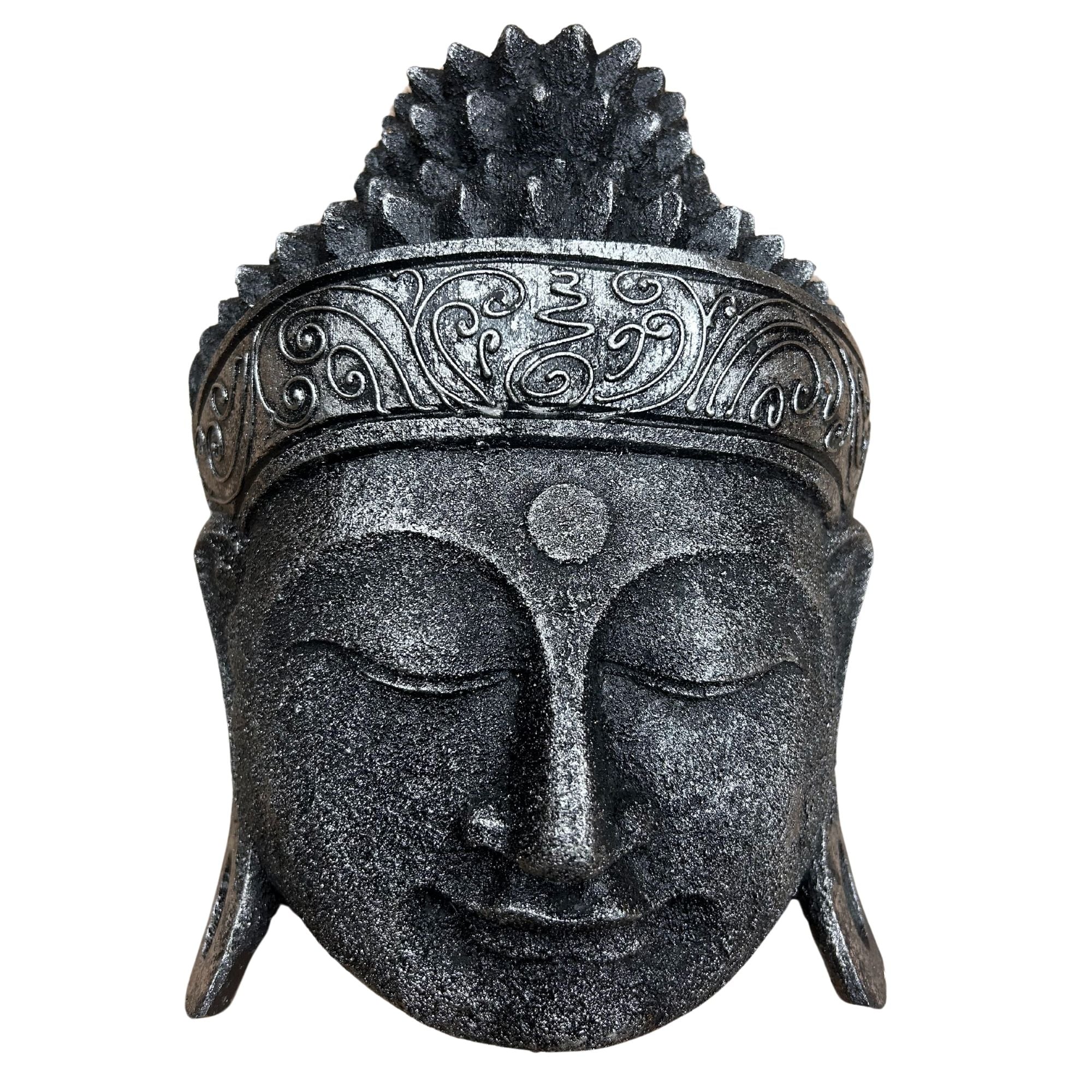 Buddha Head - 25cm - Silver Shine Finish
