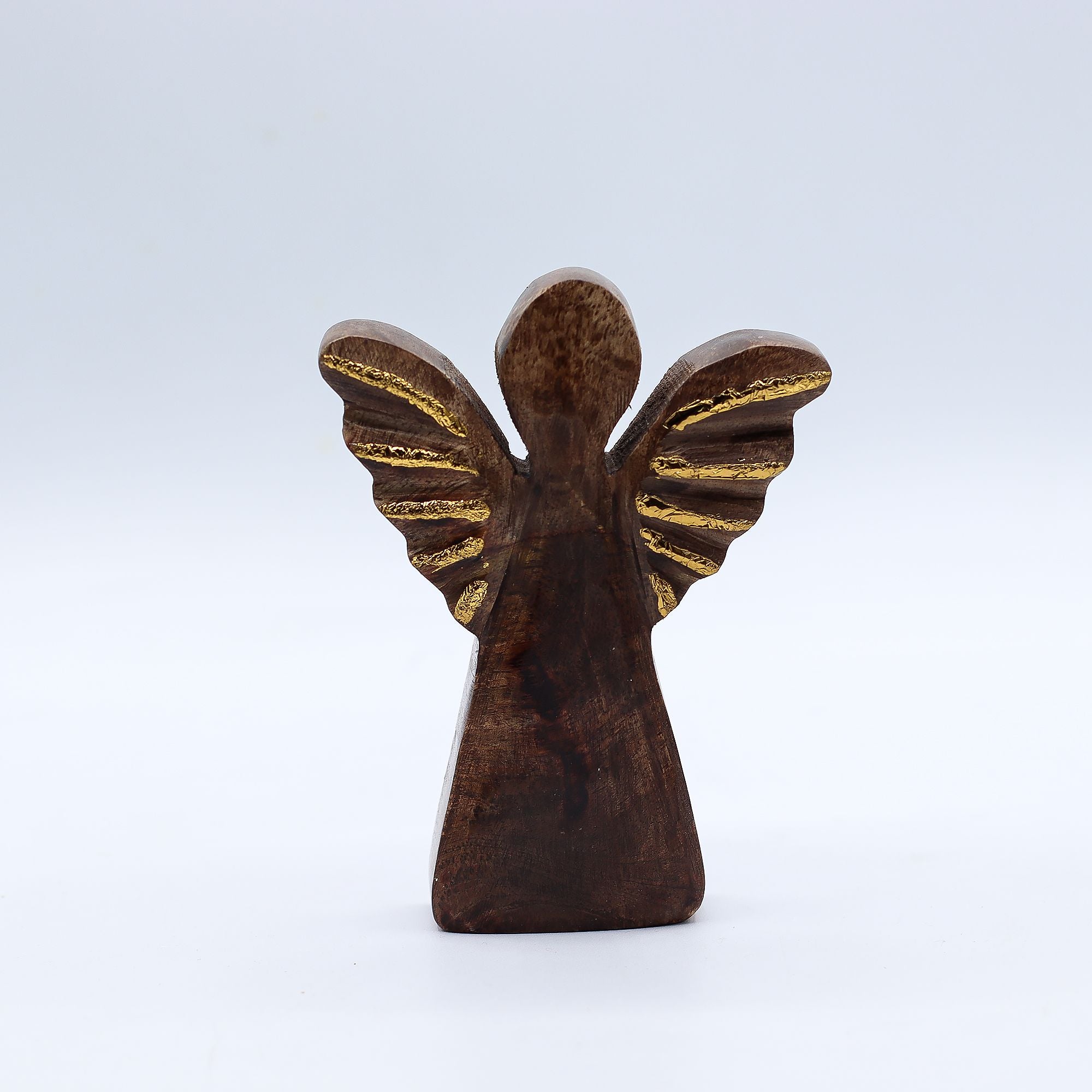 Small Mango Wood Angel - Gold Decor 12cm
