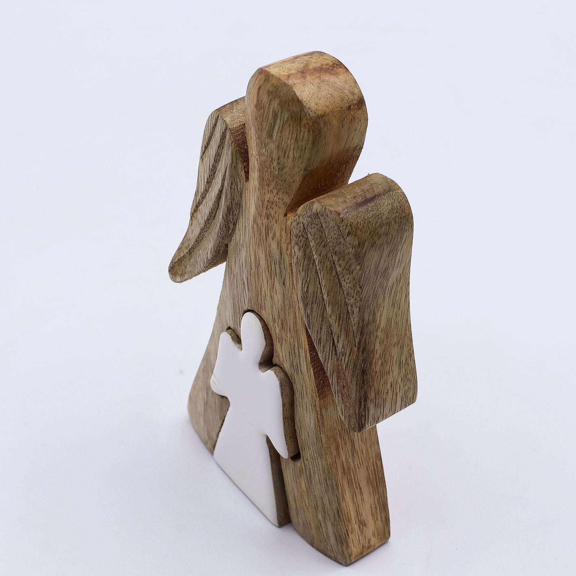 Mango Wood Angel - White Enamel 15cm