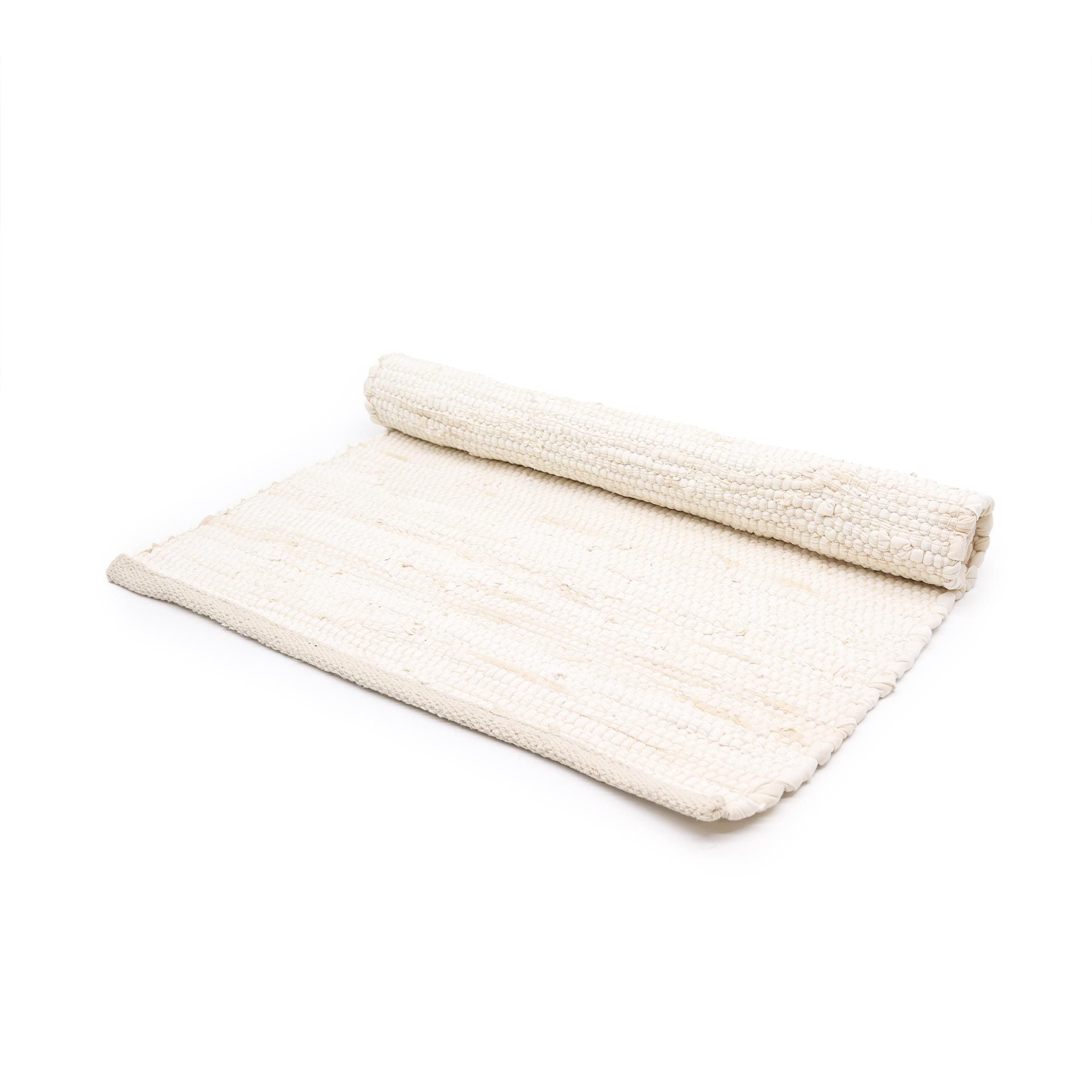 Indian Handloom Cotton Rug - Cream