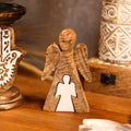 Mango Wood Angel - White Enamel 15cm