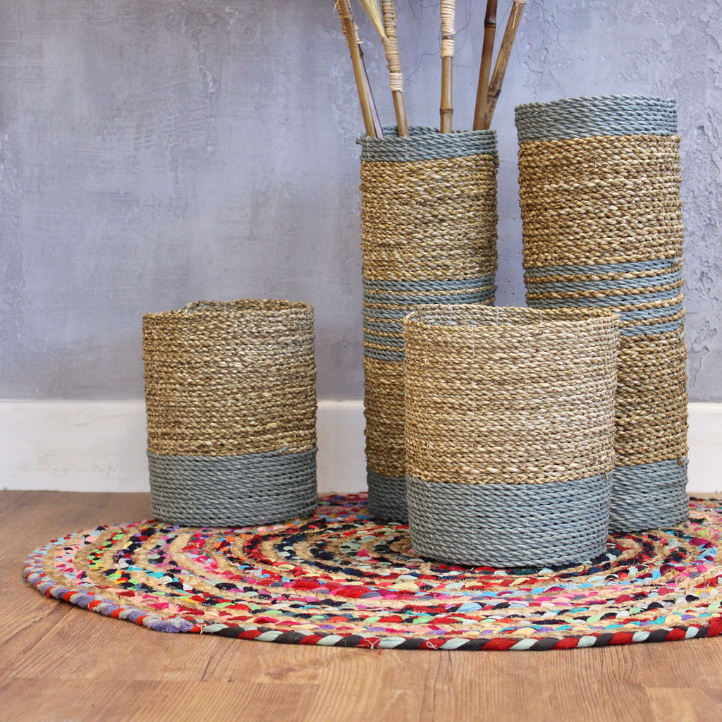 Seagrass Home Set - 2 Vases & 2 Storage Bins