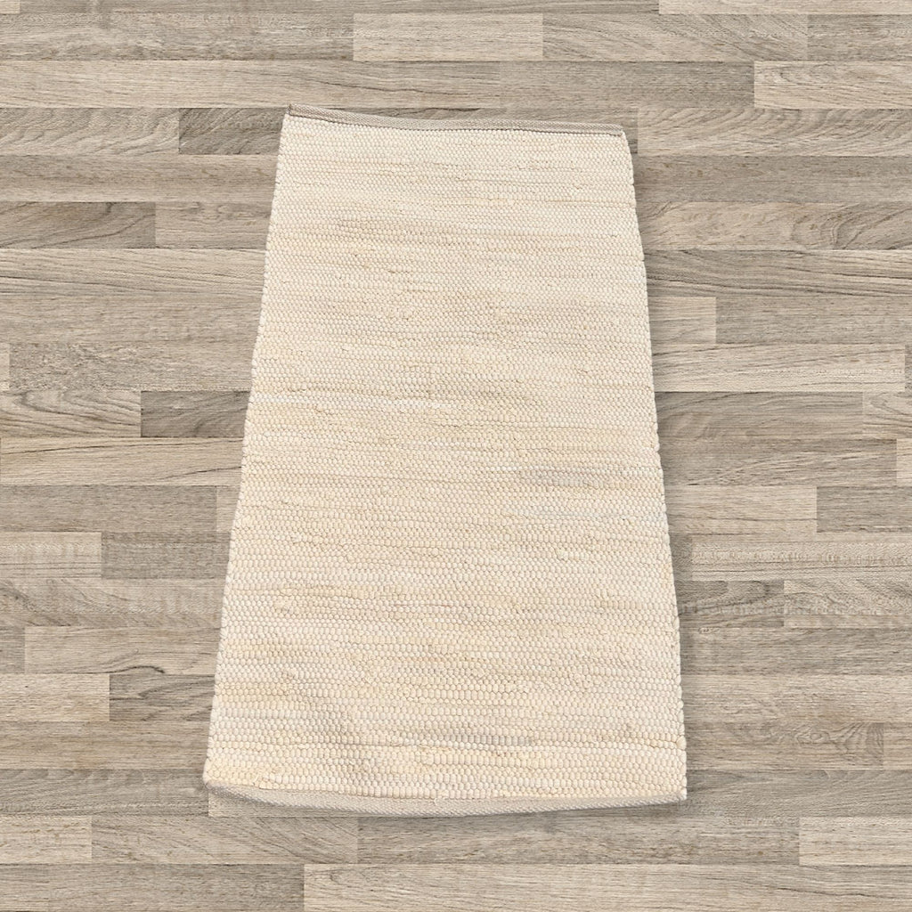 Indian Handloom Cotton Rug - Cream