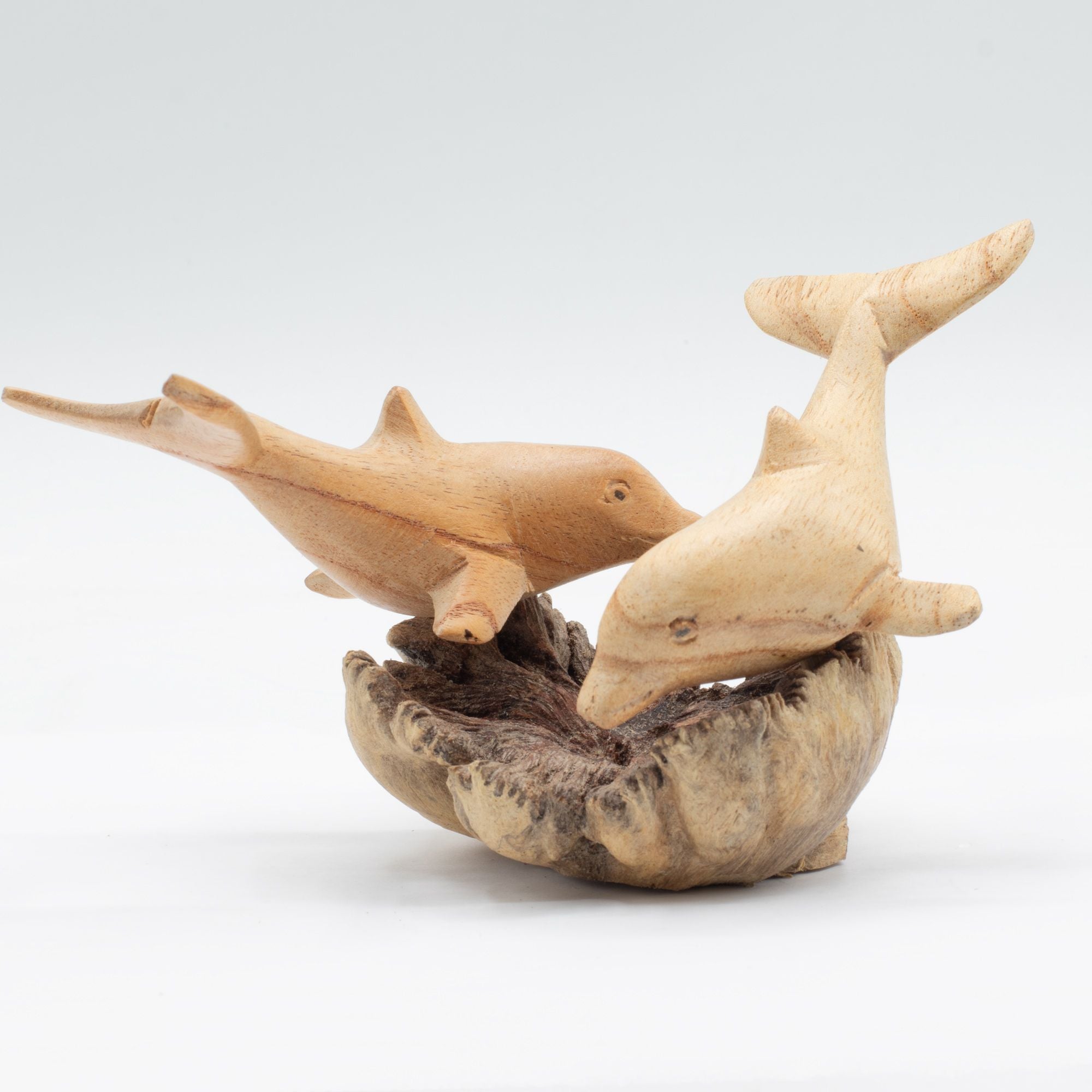 Dolphins in Play - Parasite Wood Art Carving