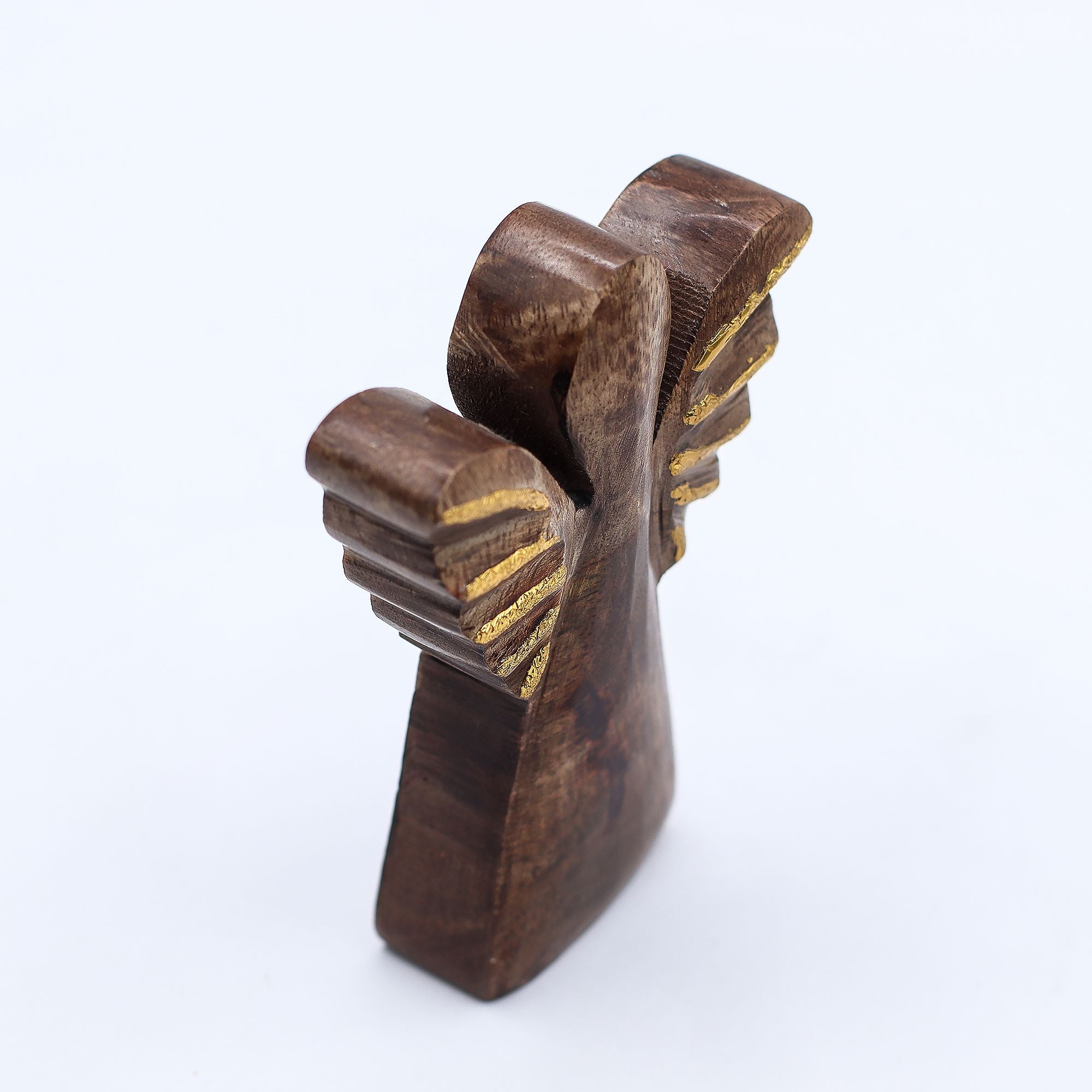 Small Mango Wood Angel - Gold Decor 12cm