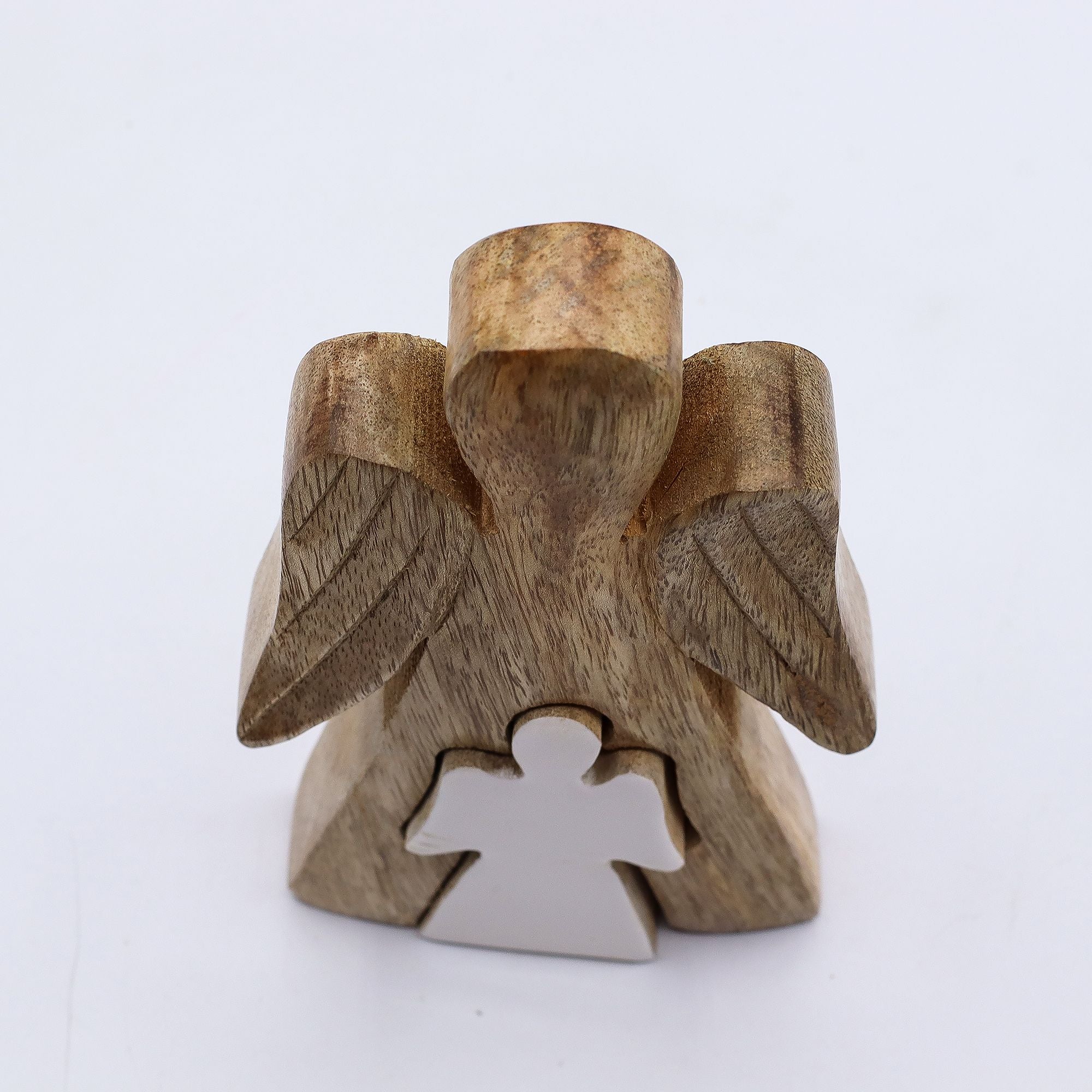 Mango Wood Angel - White Enamel 15cm