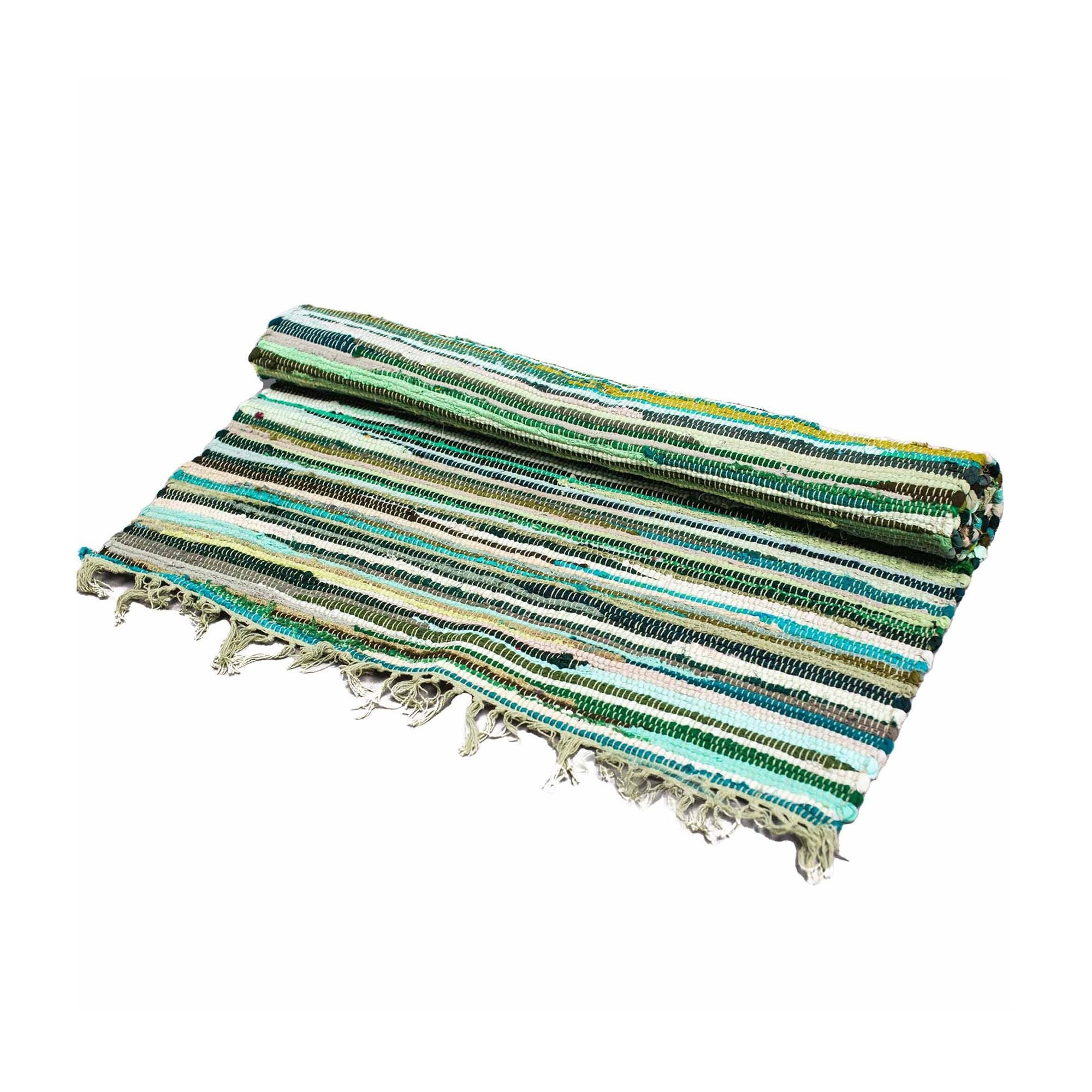Rag Rug - Natural Greens