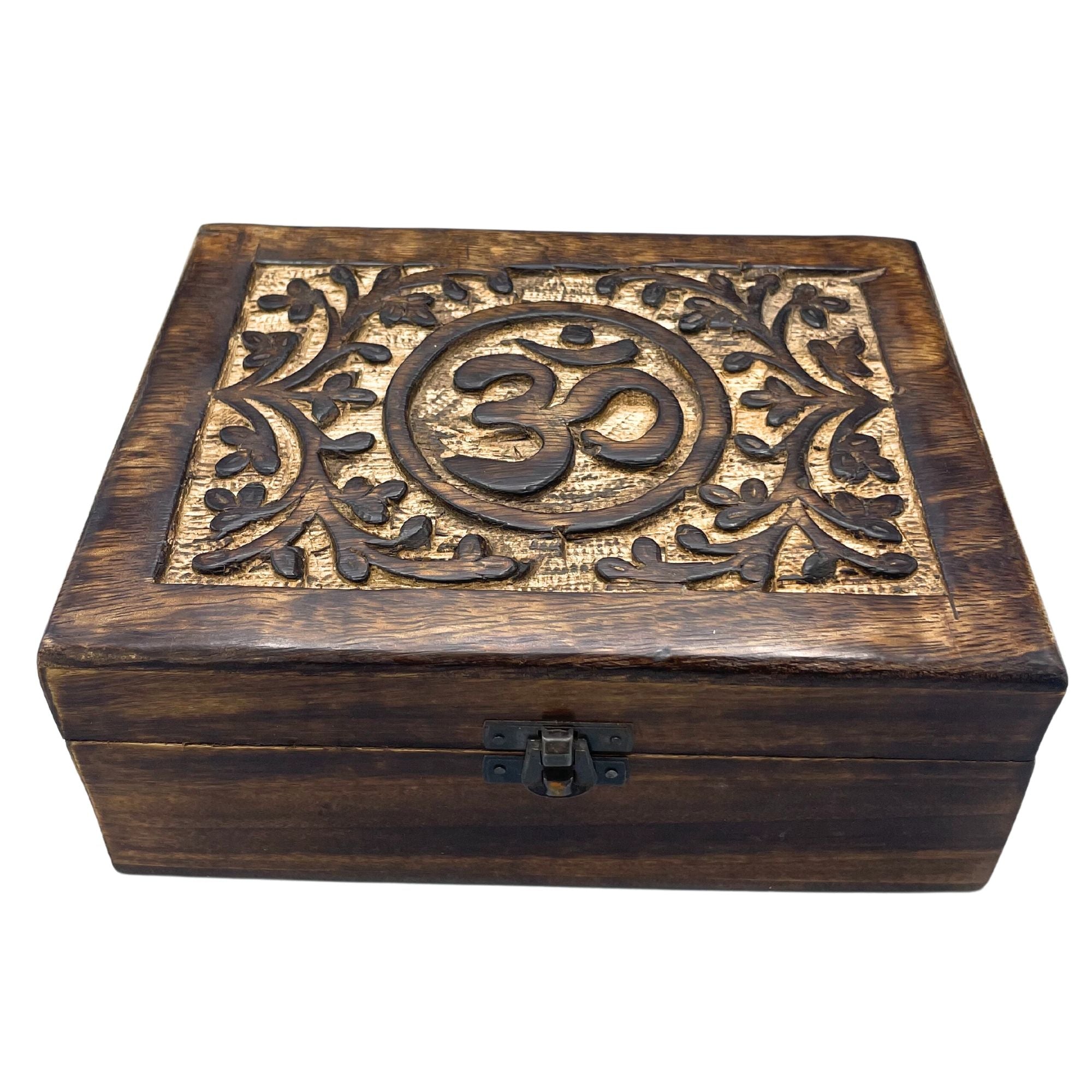 Mango Wood Keepsake Box - Om - Large