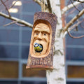 Rustic Wooden Bird House – Hand Carved Grumpy Old Man