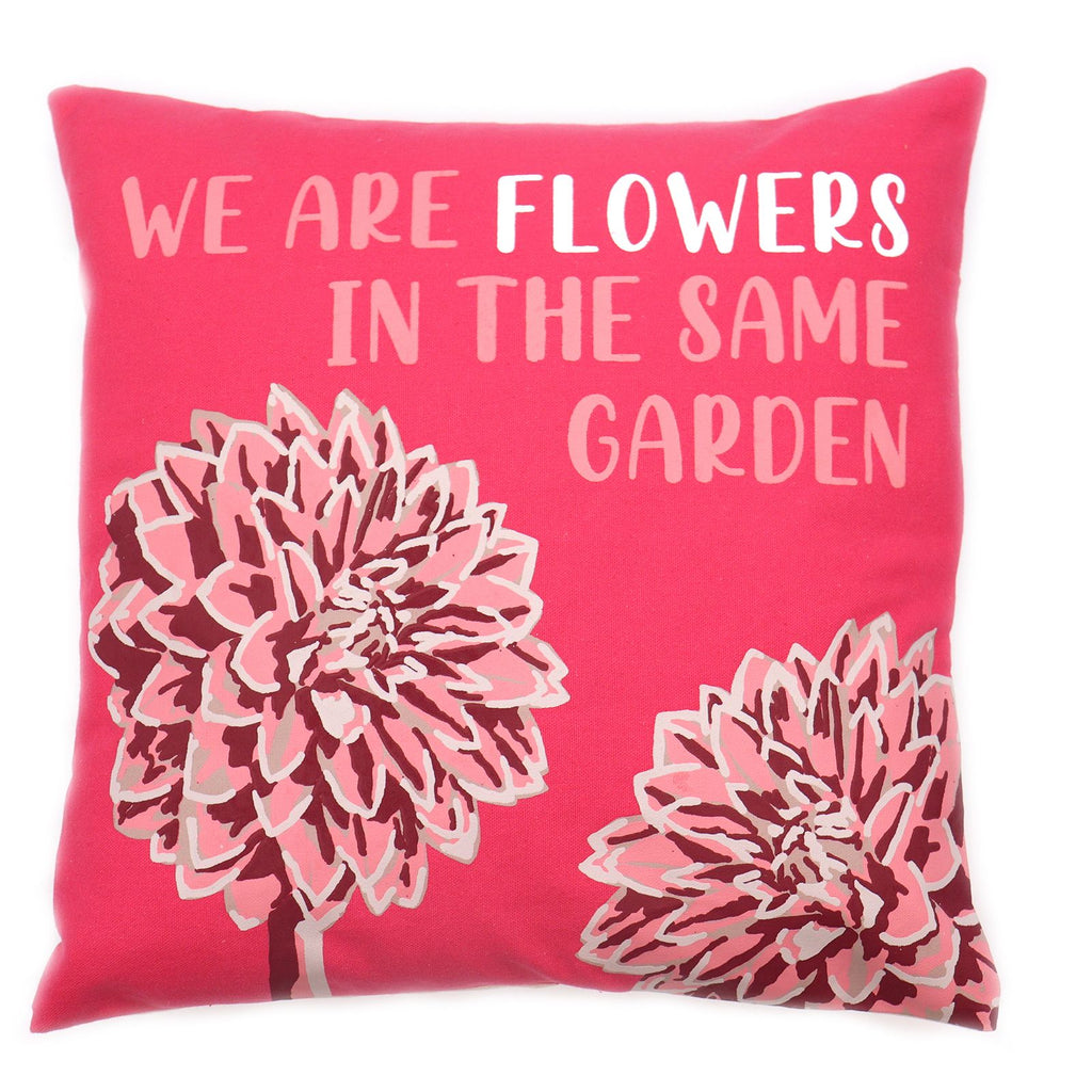 Set of 3 Cotton Cushion Cover - We are Flowers - Olive, Pink and Natural