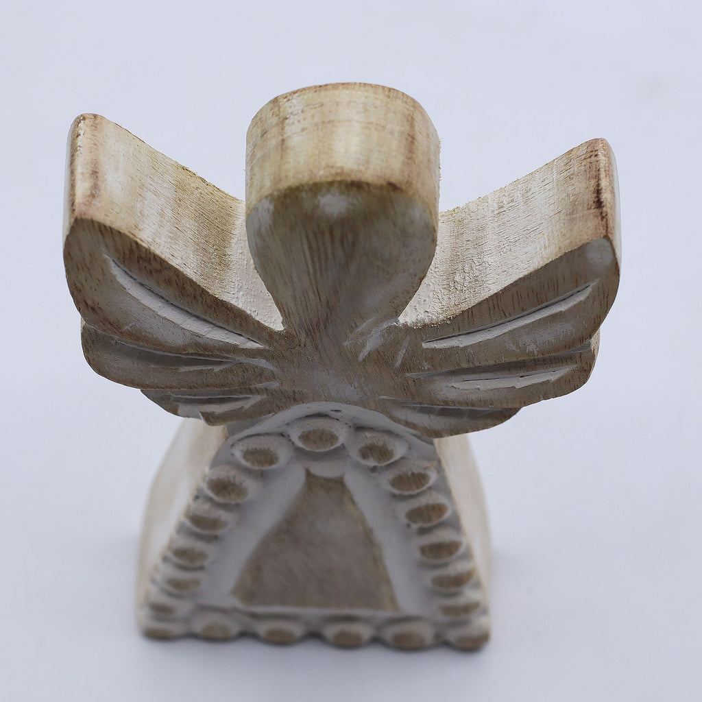 Mango Wood Angel - Whitewash 13cm