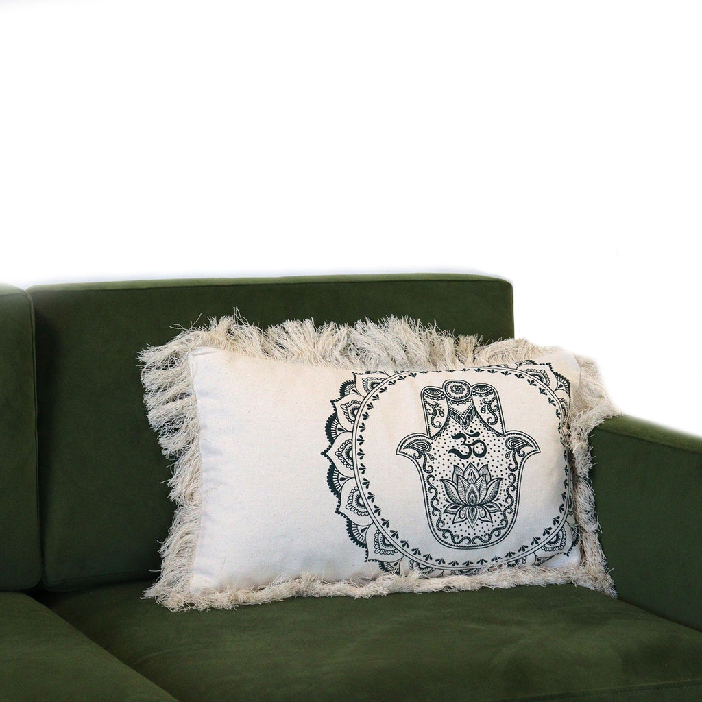 Hamsa Mandala Cushion Cover - green