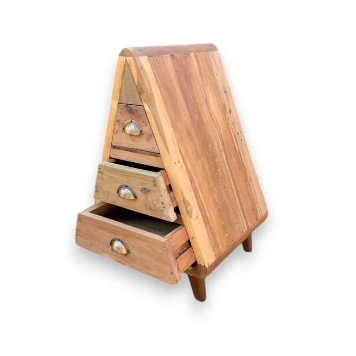 Triangle Decoration Storage 3 Draws - Recycled Wood