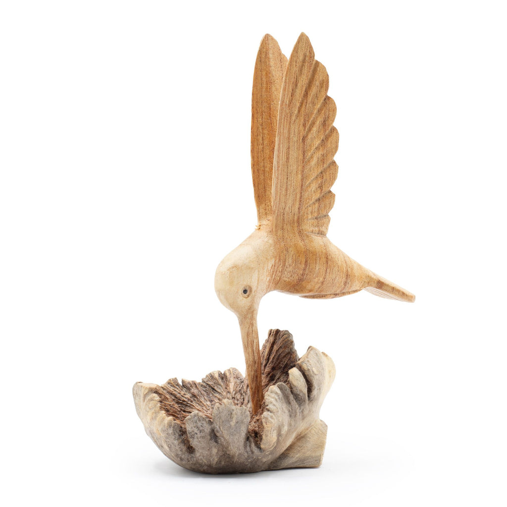 Nectar Drinking Hummingbird - Parasite Wood Art Carving