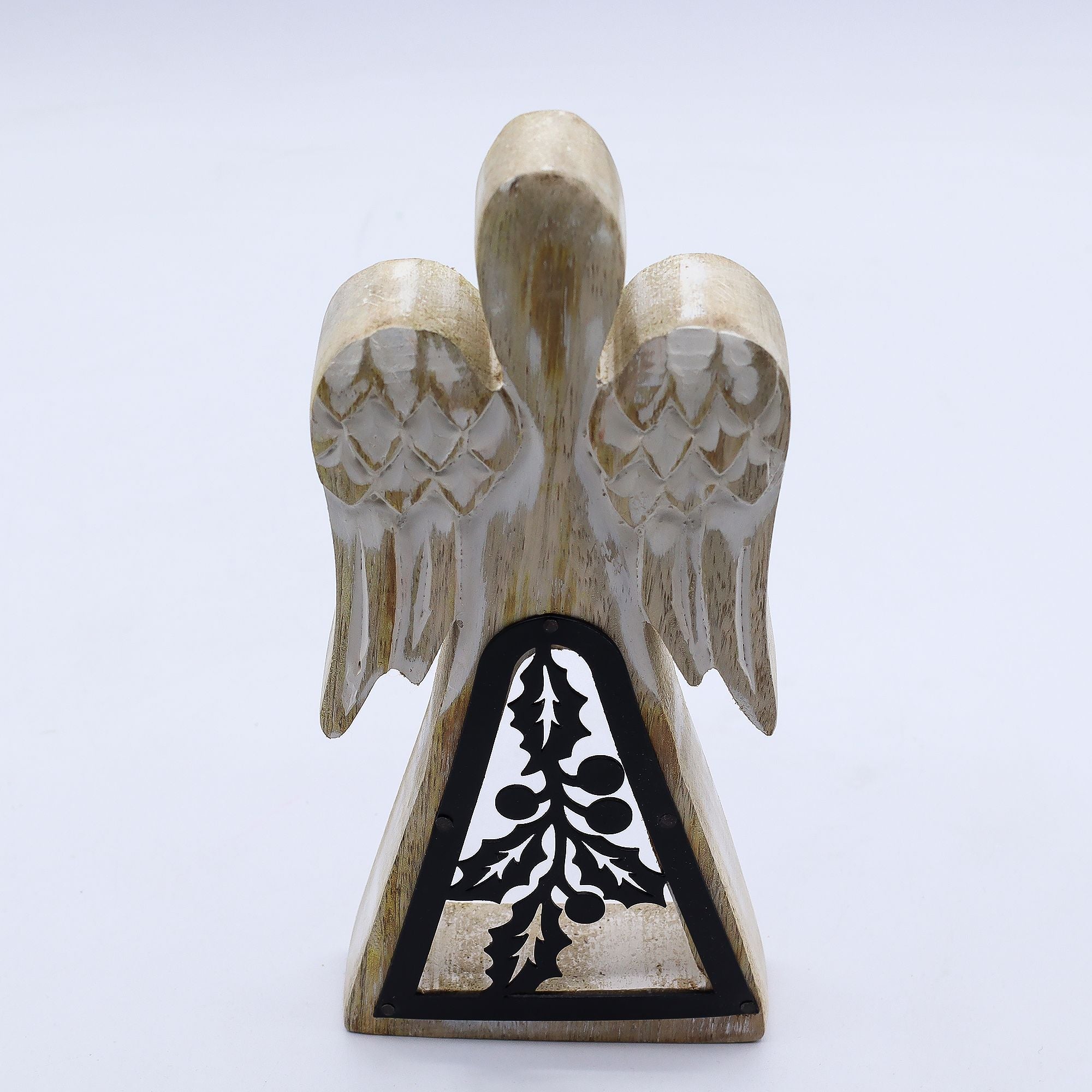 Mango Wood Angel - Whitewash with Iron Decor Cut Out 18cm