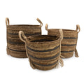 Seagrass & Banana Leaf Baskets - Natural Browns- Set of 3