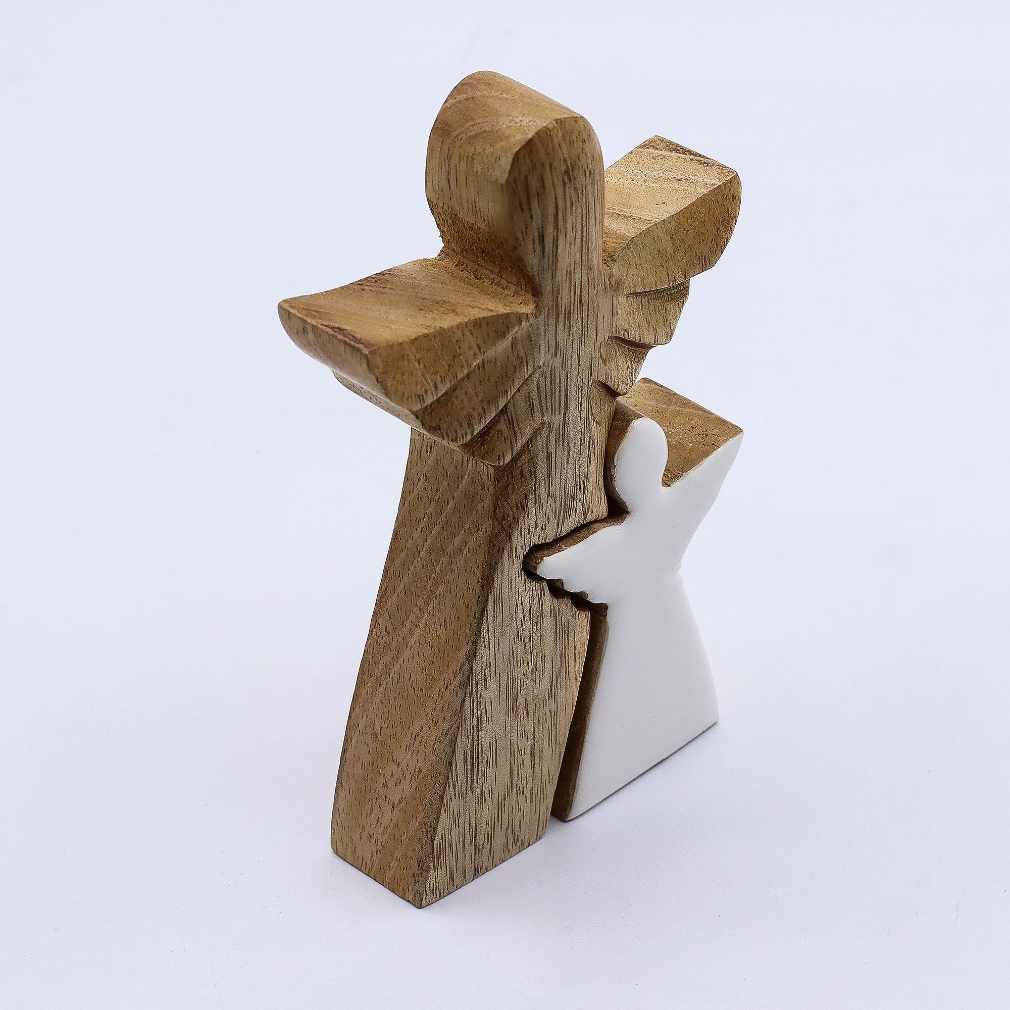 Mango Wood Angel - White Enamel 15cm