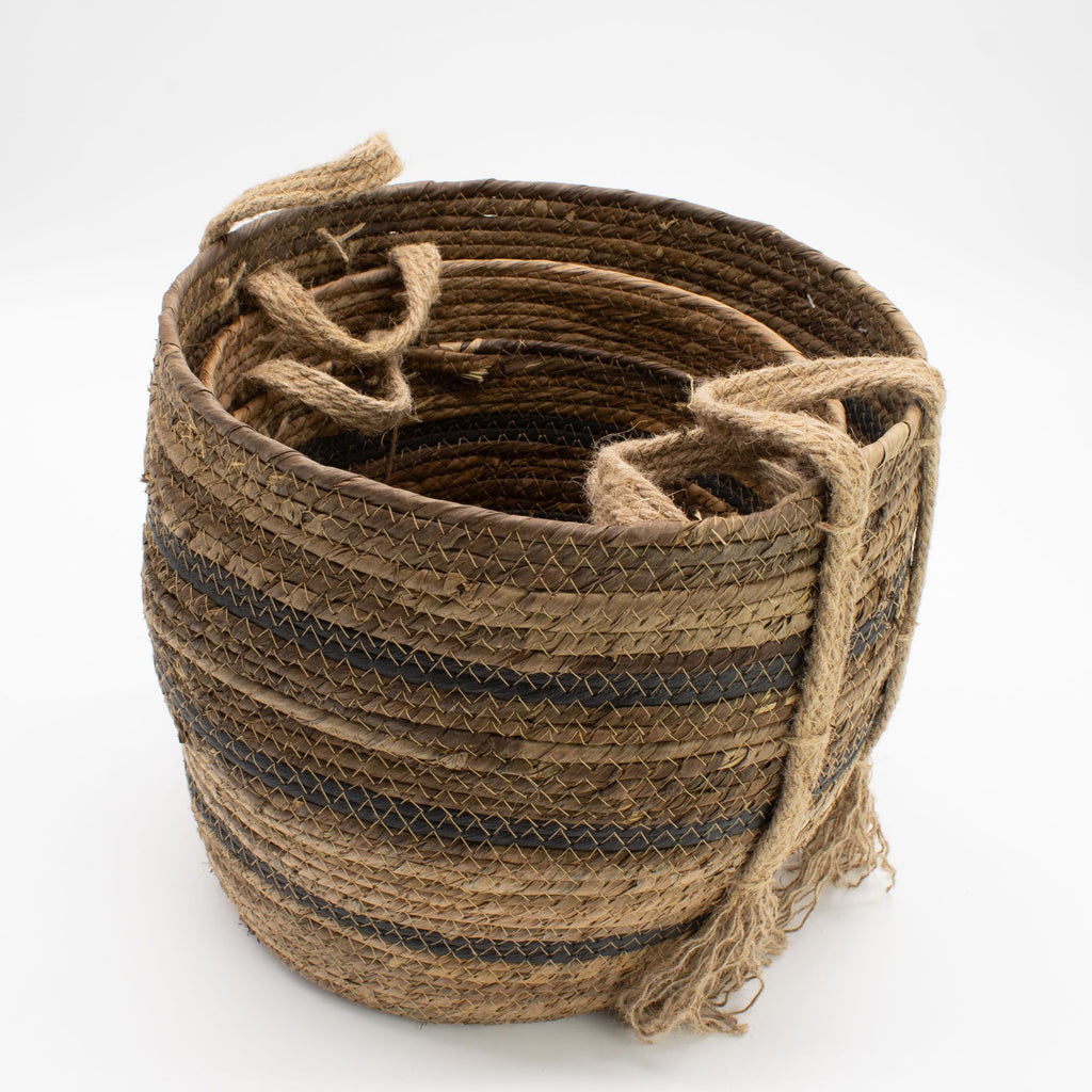 Seagrass & Banana Leaf Baskets - Natural Browns- Set of 3