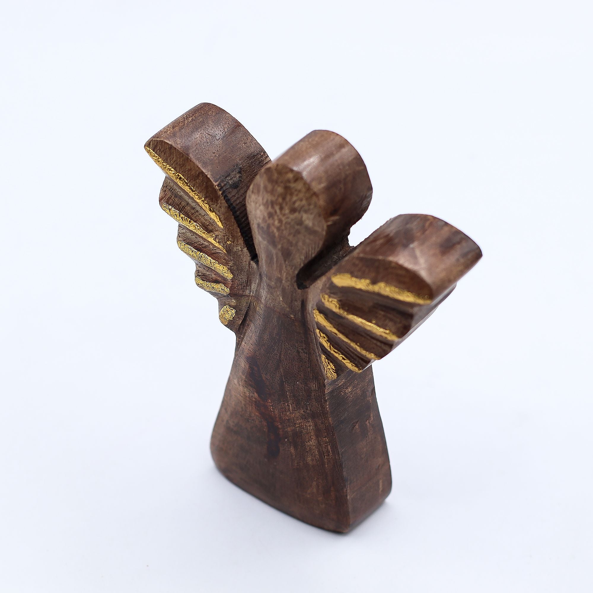 Small Mango Wood Angel - Gold Decor 12cm