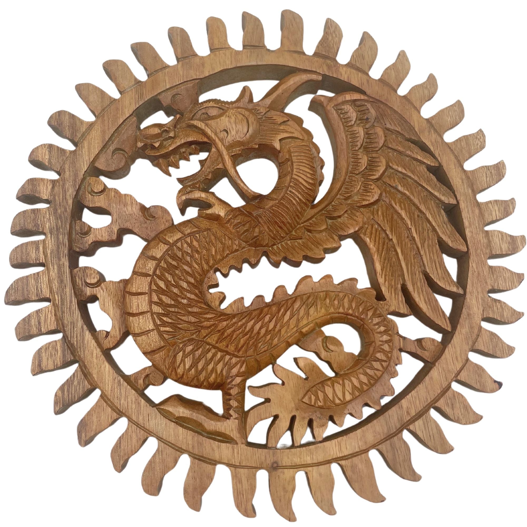 Wooden Panel - 30cm - Winged Sun Dragon