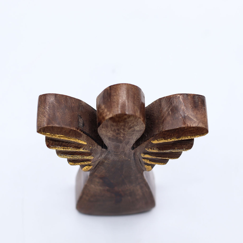 Small Mango Wood Angel - Gold Decor 12cm