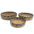 Seagrass & Straw Tray Baskets – Natural Green & Blue