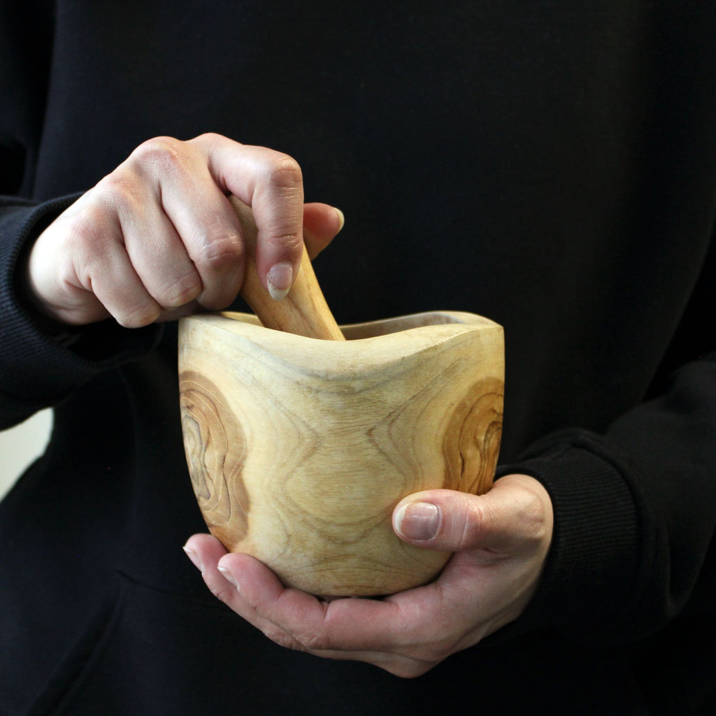 Hand-Carved Teak Mortar & Pestle Large