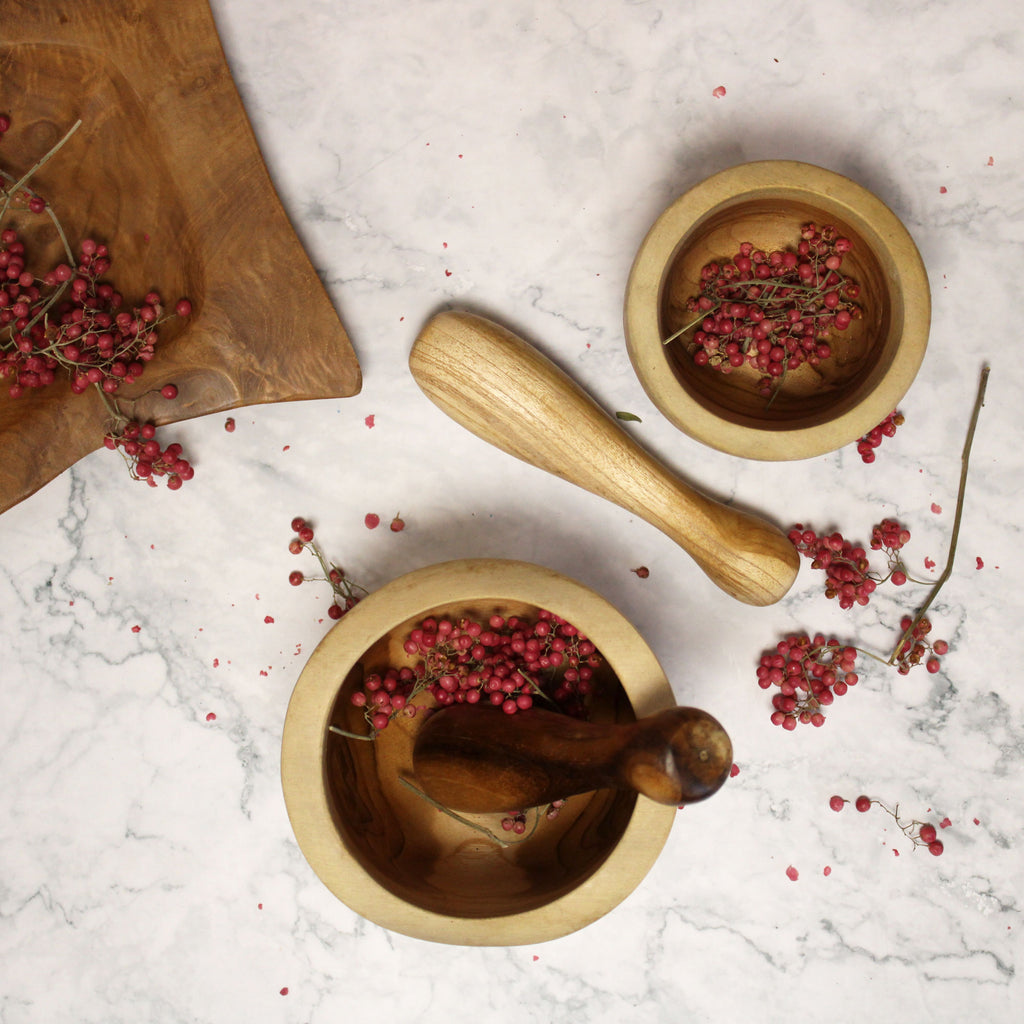Hand-Carved Teak Mortar & Pestle Large