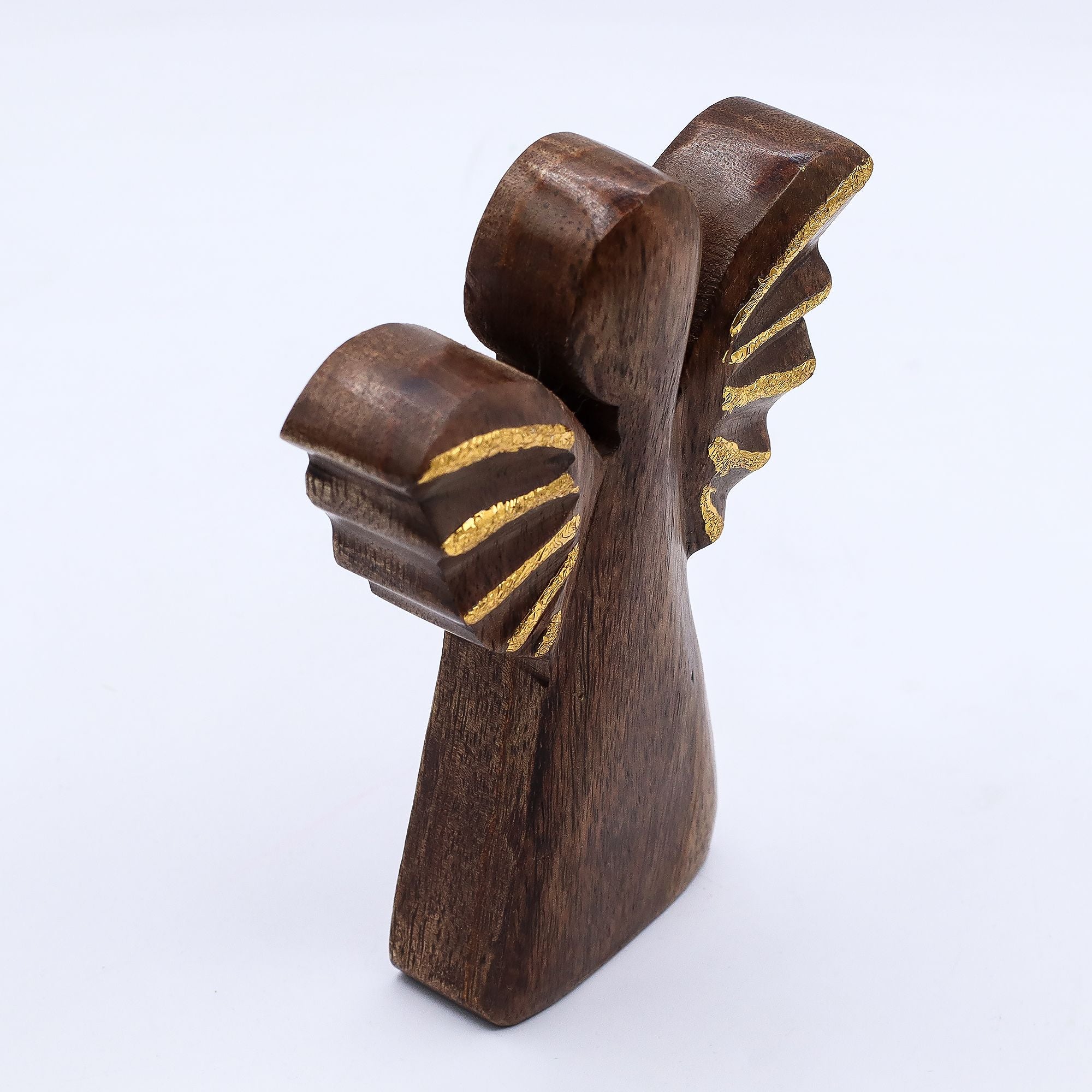 Medium Mango Wood Angel - Gold Decor 16cm