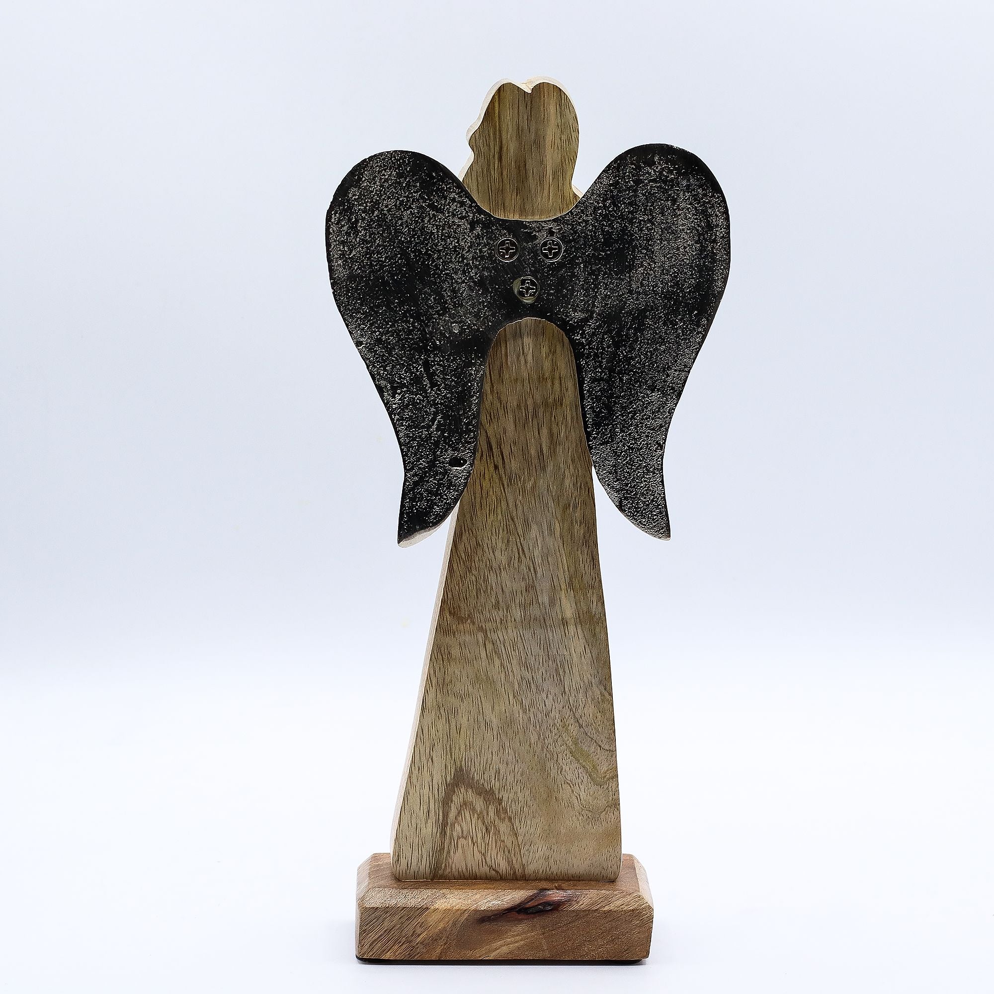 Large Mango Wood Peace Angel Metal Wings & Enamel Detail 30cm