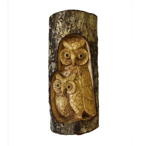 Tree Trunk Carving - Owl Family