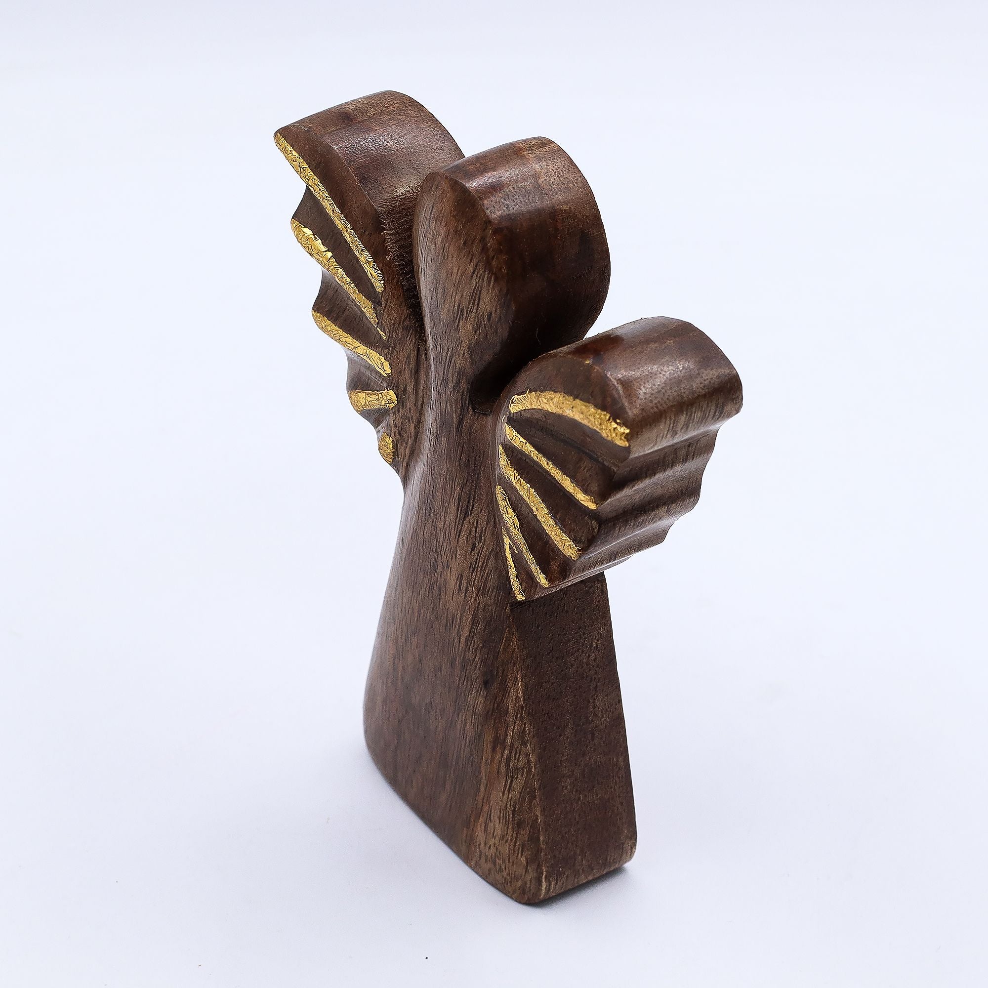 Medium Mango Wood Angel - Gold Decor 16cm